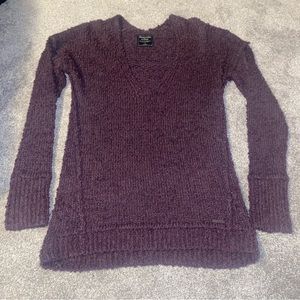 Abercrombie and Fitch Plum Dark Purple Oversized V-Neck Sweater